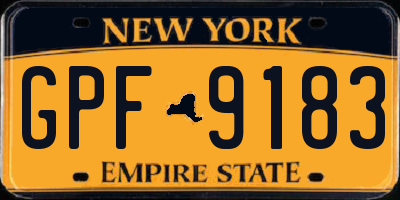 NY license plate GPF9183