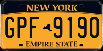 NY license plate GPF9190