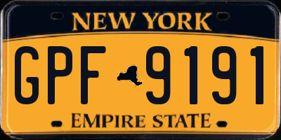 NY license plate GPF9191