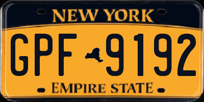 NY license plate GPF9192