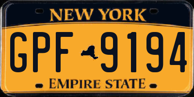 NY license plate GPF9194