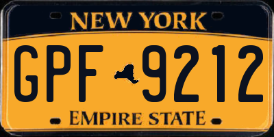 NY license plate GPF9212