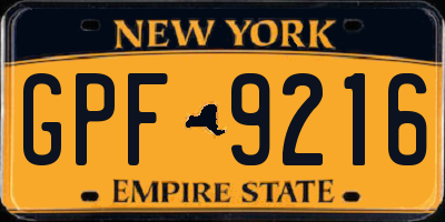 NY license plate GPF9216