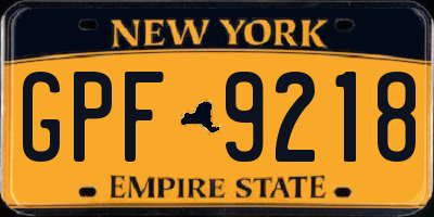 NY license plate GPF9218