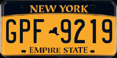 NY license plate GPF9219