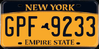 NY license plate GPF9233