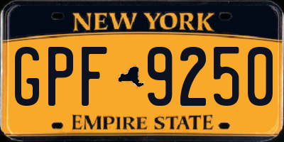 NY license plate GPF9250
