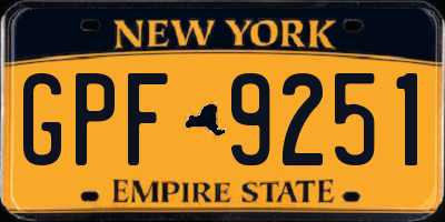 NY license plate GPF9251