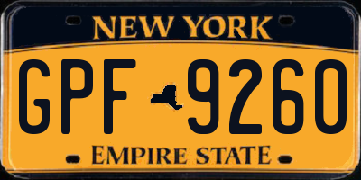 NY license plate GPF9260