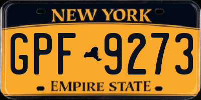 NY license plate GPF9273