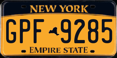 NY license plate GPF9285