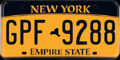 NY license plate GPF9288