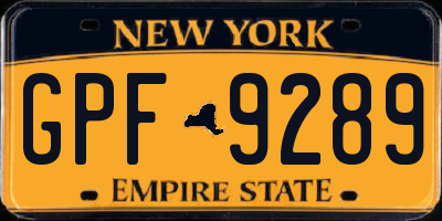 NY license plate GPF9289