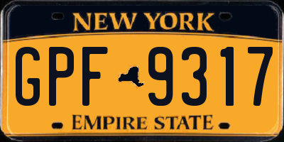 NY license plate GPF9317