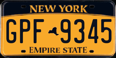 NY license plate GPF9345