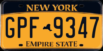NY license plate GPF9347