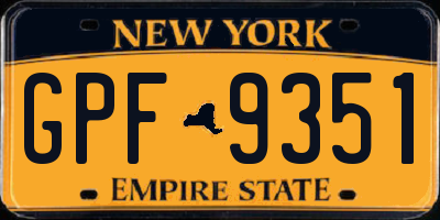 NY license plate GPF9351