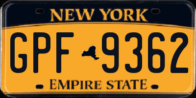 NY license plate GPF9362