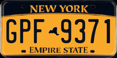 NY license plate GPF9371
