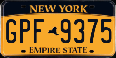 NY license plate GPF9375