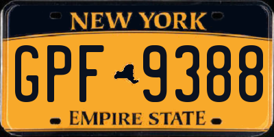 NY license plate GPF9388