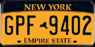 NY license plate GPF9402