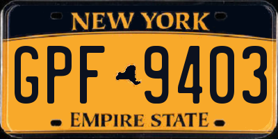 NY license plate GPF9403