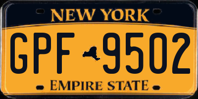 NY license plate GPF9502