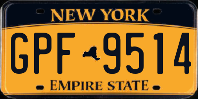 NY license plate GPF9514