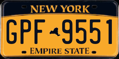NY license plate GPF9551