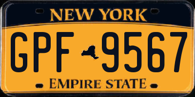 NY license plate GPF9567