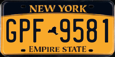 NY license plate GPF9581