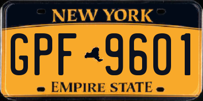 NY license plate GPF9601