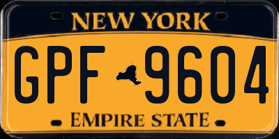 NY license plate GPF9604