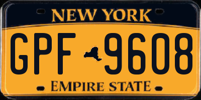 NY license plate GPF9608