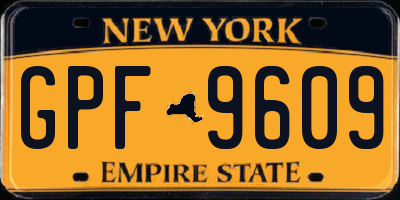 NY license plate GPF9609