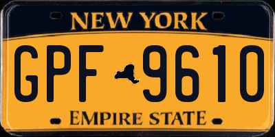 NY license plate GPF9610