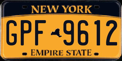 NY license plate GPF9612