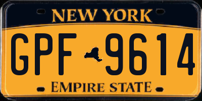 NY license plate GPF9614