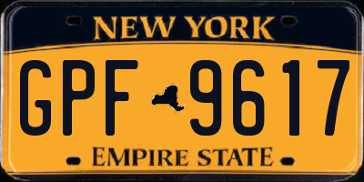NY license plate GPF9617