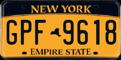 NY license plate GPF9618