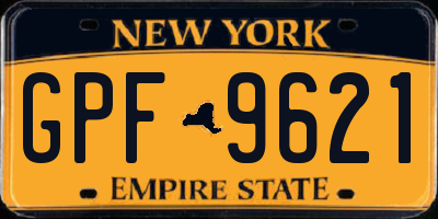 NY license plate GPF9621