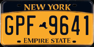 NY license plate GPF9641