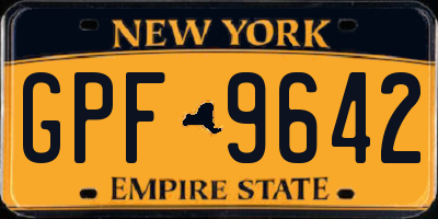 NY license plate GPF9642