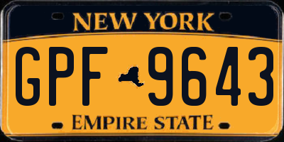 NY license plate GPF9643