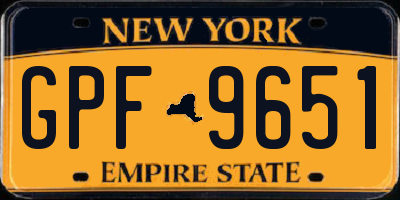 NY license plate GPF9651