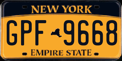 NY license plate GPF9668
