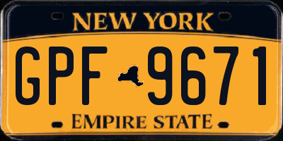 NY license plate GPF9671