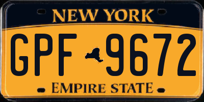 NY license plate GPF9672