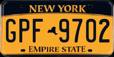 NY license plate GPF9702